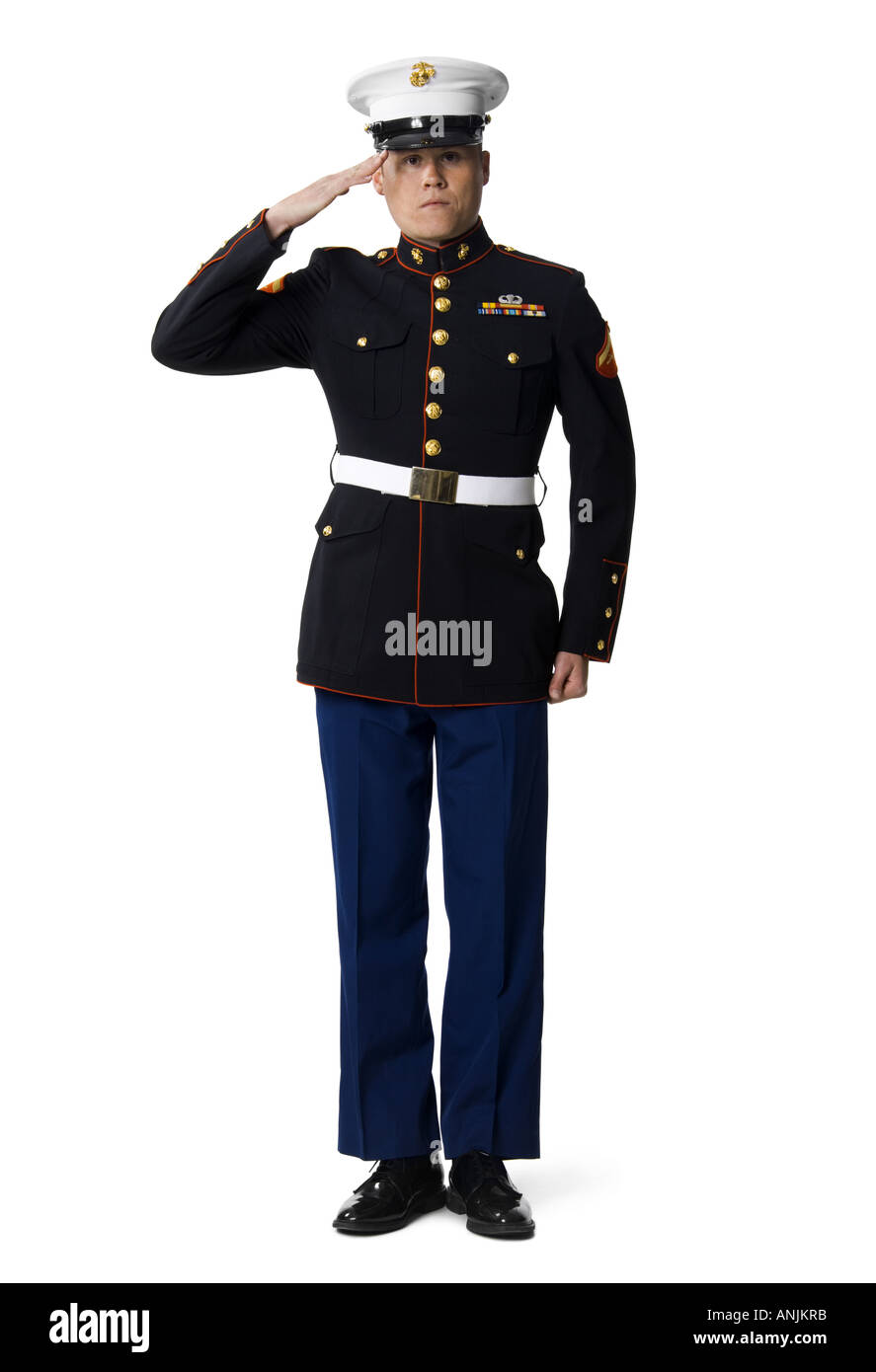 Porträt eines Marine-Offiziers grüßen Stockfoto