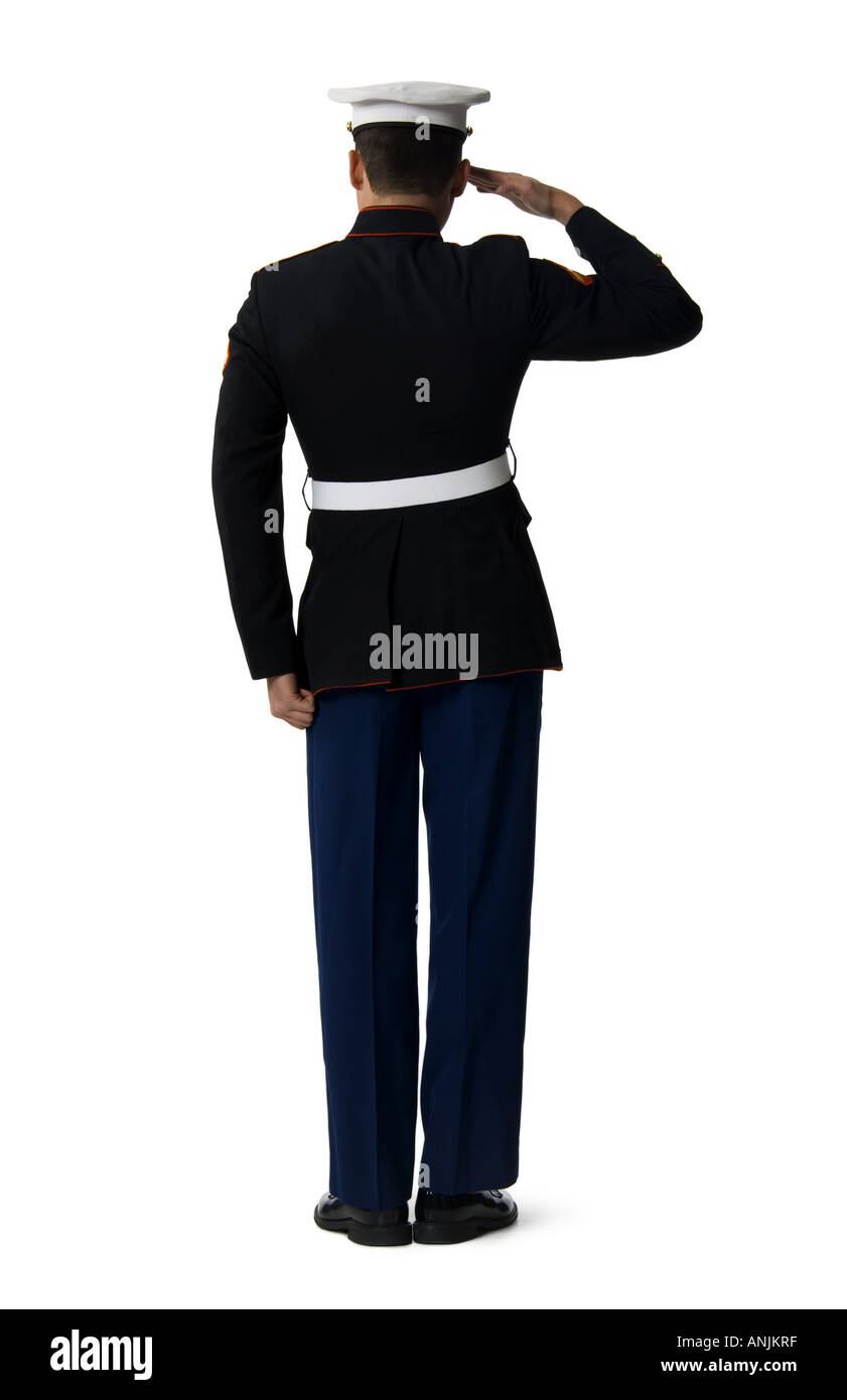Rückansicht eines Marine-Offiziers grüßen Stockfoto