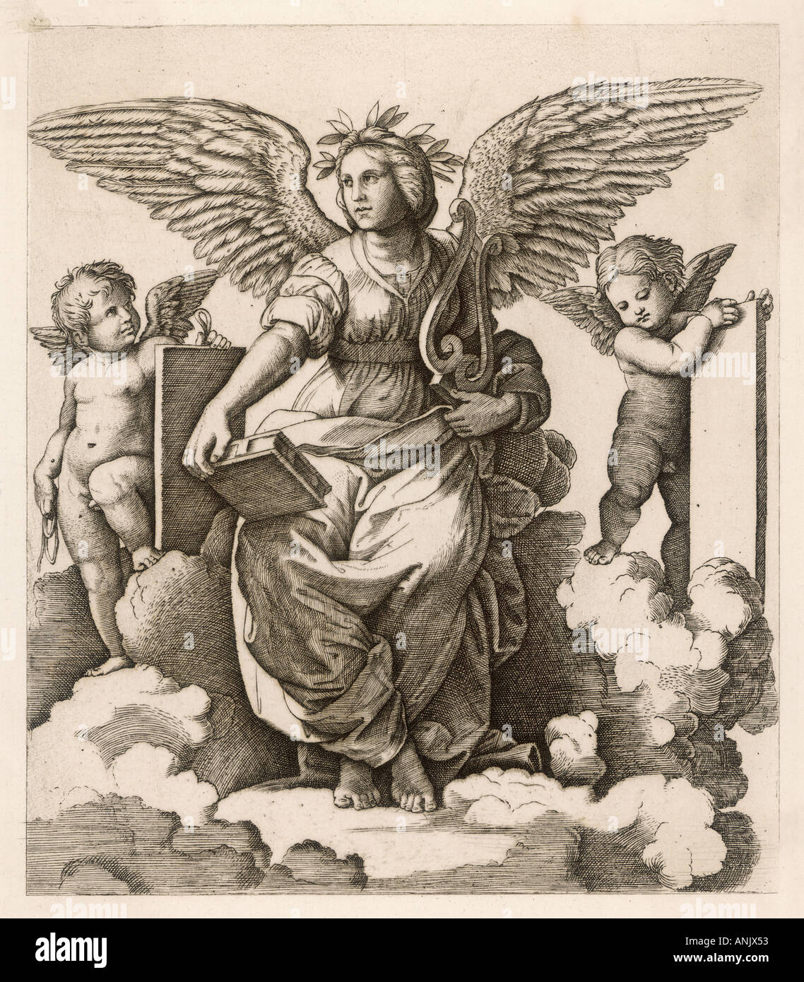 Engel mit Putten Stockfoto
