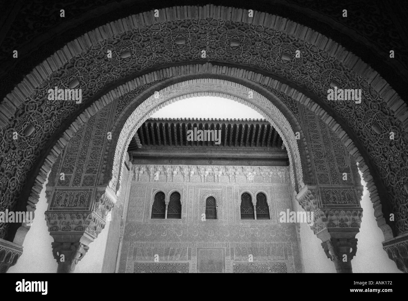 Alhambra Palast Granada Spanien Süd-Wand des Patio del Cuarto Dorado gebaut von den Mauren Stockfoto