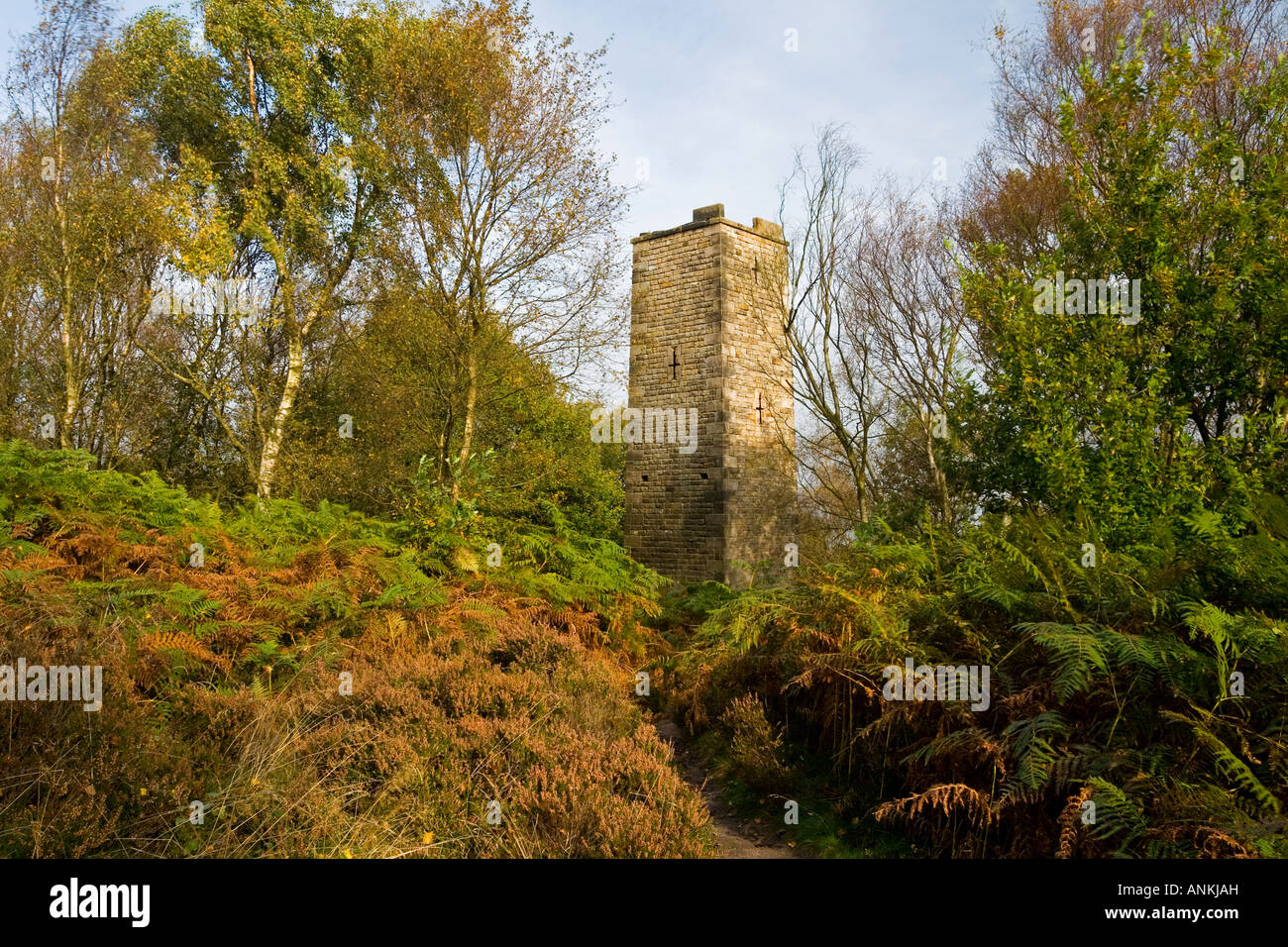 Der Earl Grey-Turm zum Gedenken an die 1832 Reform Bill Stanton Moor im Peak District Nationalpark Derbyshire England UK Stockfoto