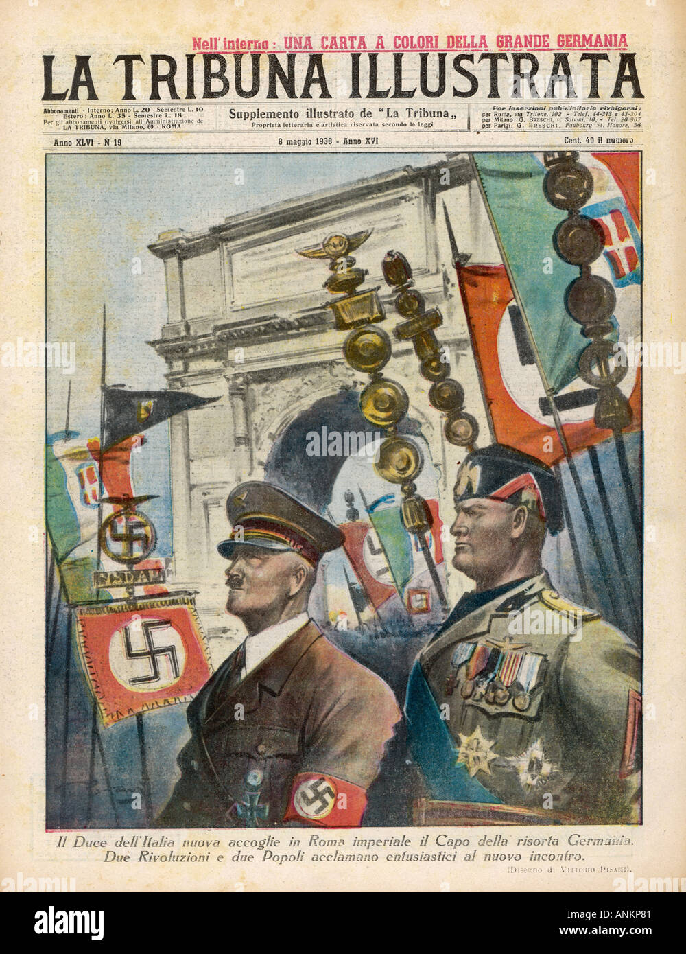 Hitler besucht Mussolini Stockfoto