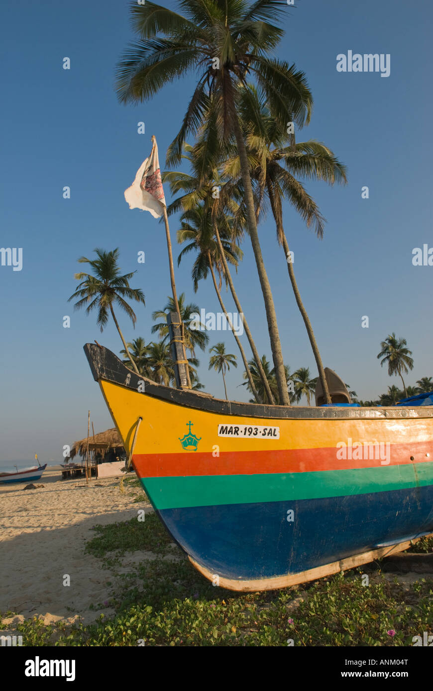 Angelboot/Fischerboot Colva Beach Goa Indien Stockfoto