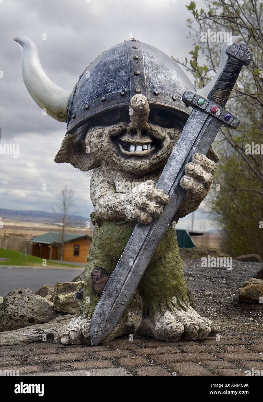 Troll Statue in Geysir Island Stockfoto