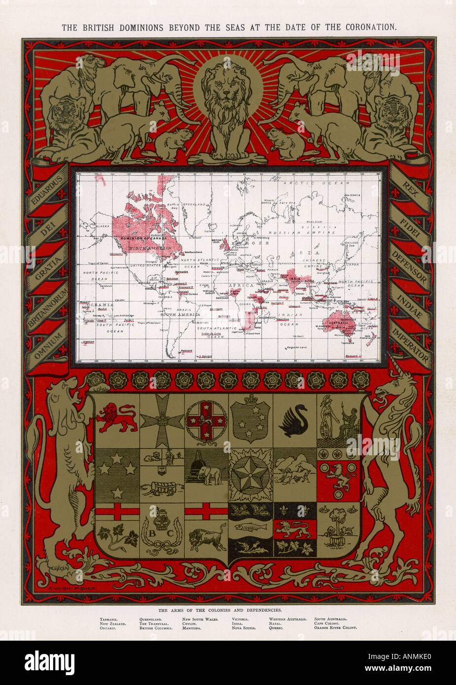 British Empire Karte 1902 Stockfoto