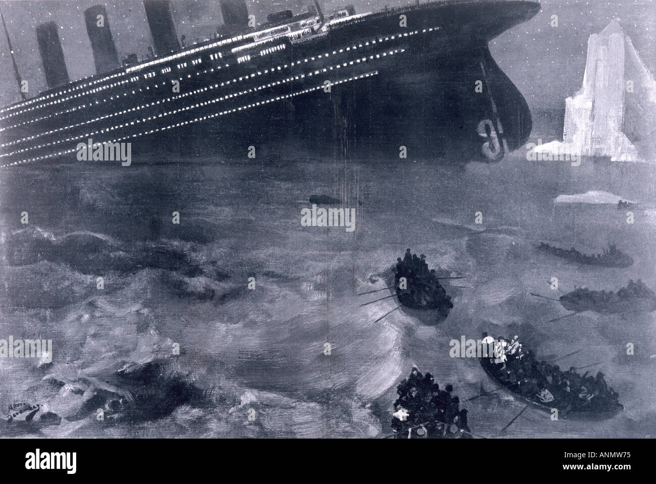 Sinkt die Titanic Devambez Stockfoto