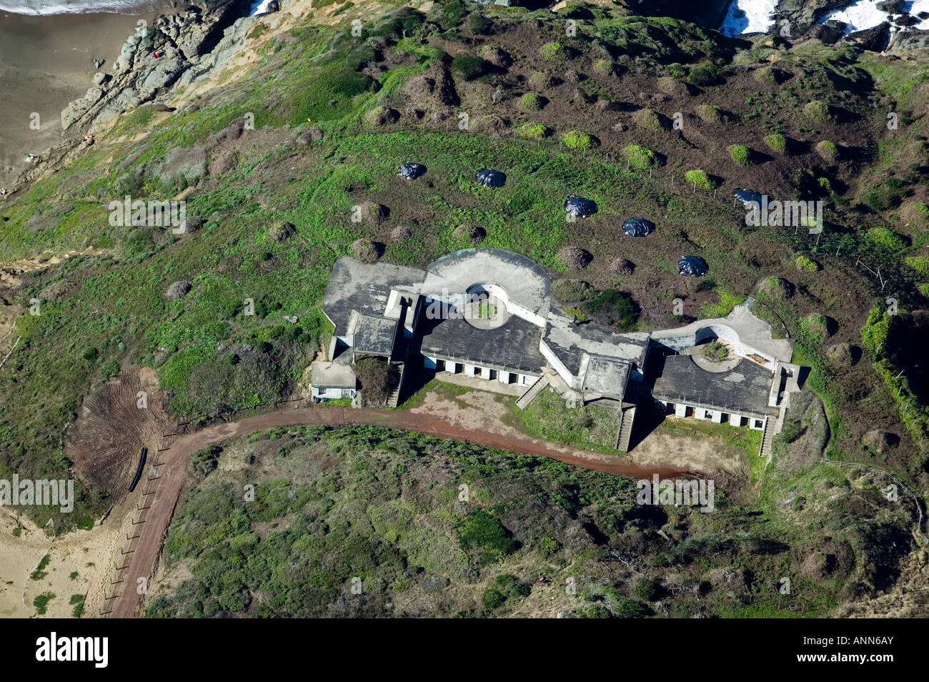 Antenne über dem Bunker Presidio San Francisco Kalifornien Stockfoto