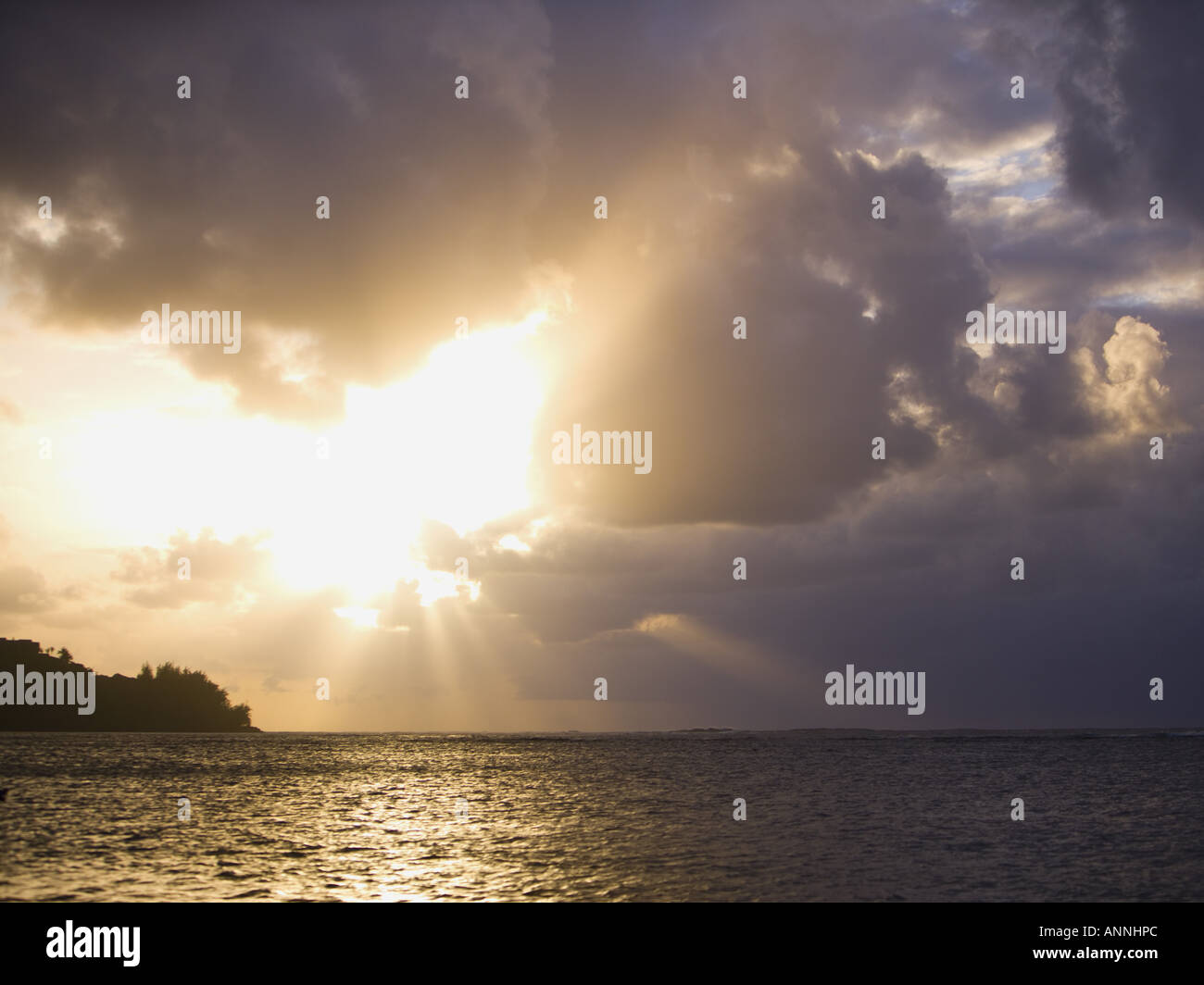 Sonnenuntergang in Kauai Stockfoto