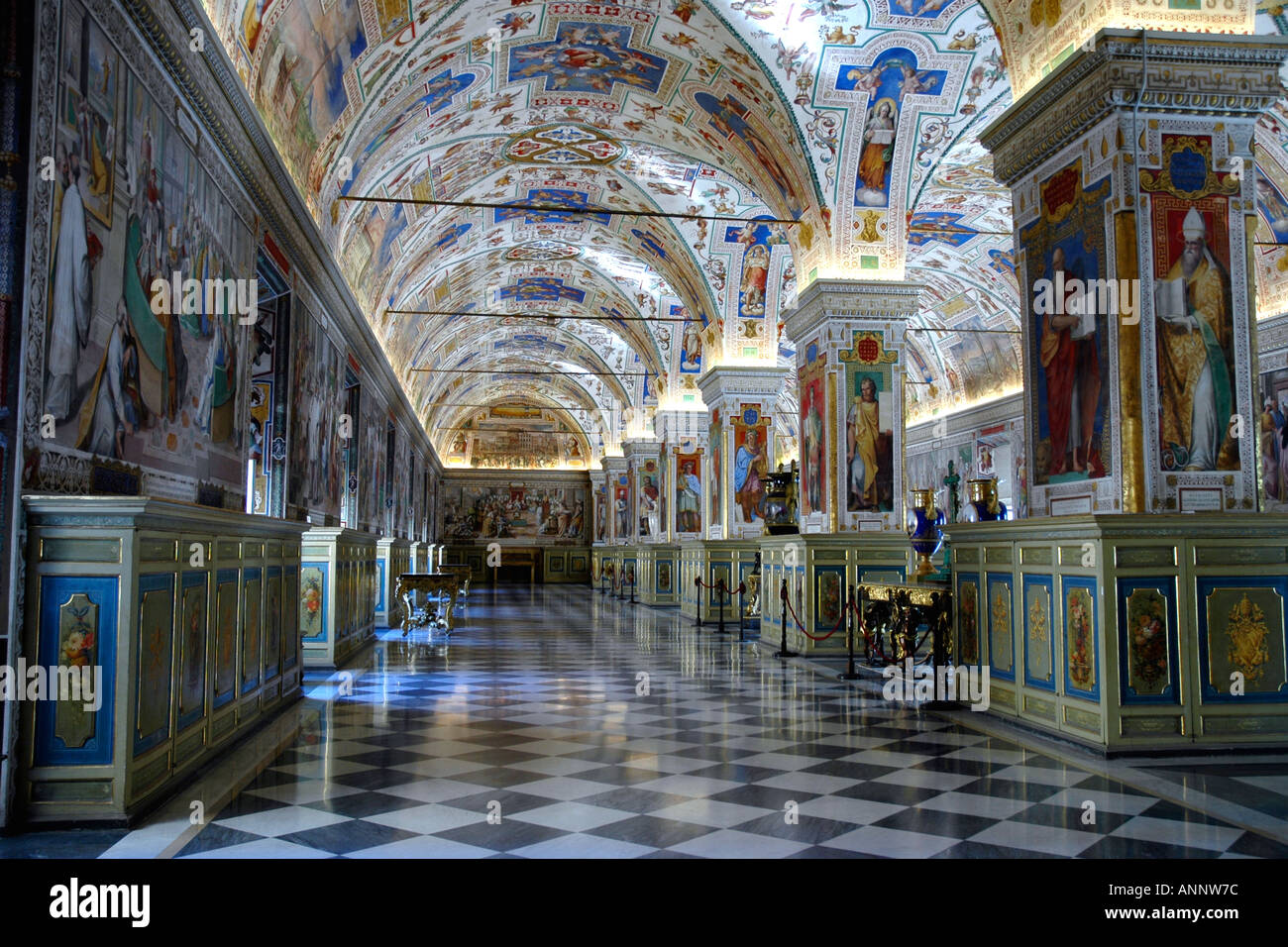 Der Vatikan Fresken Salone Sixtinische für Papst Sixtus v. im 16. Jahrhundert gebaut wurde ursprünglich Lesesaal der Bibliothek Stockfoto