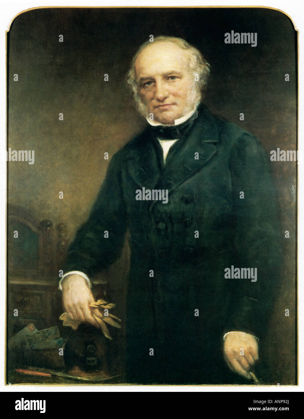Sir Rowland Hill der viktorianischen Reformator der britischen Post und der Mann, der vor eingeführt bezahlt Briefmarken Stockfoto