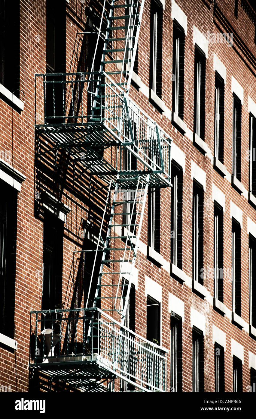 Klassische New York Feuerleiter Stockfoto