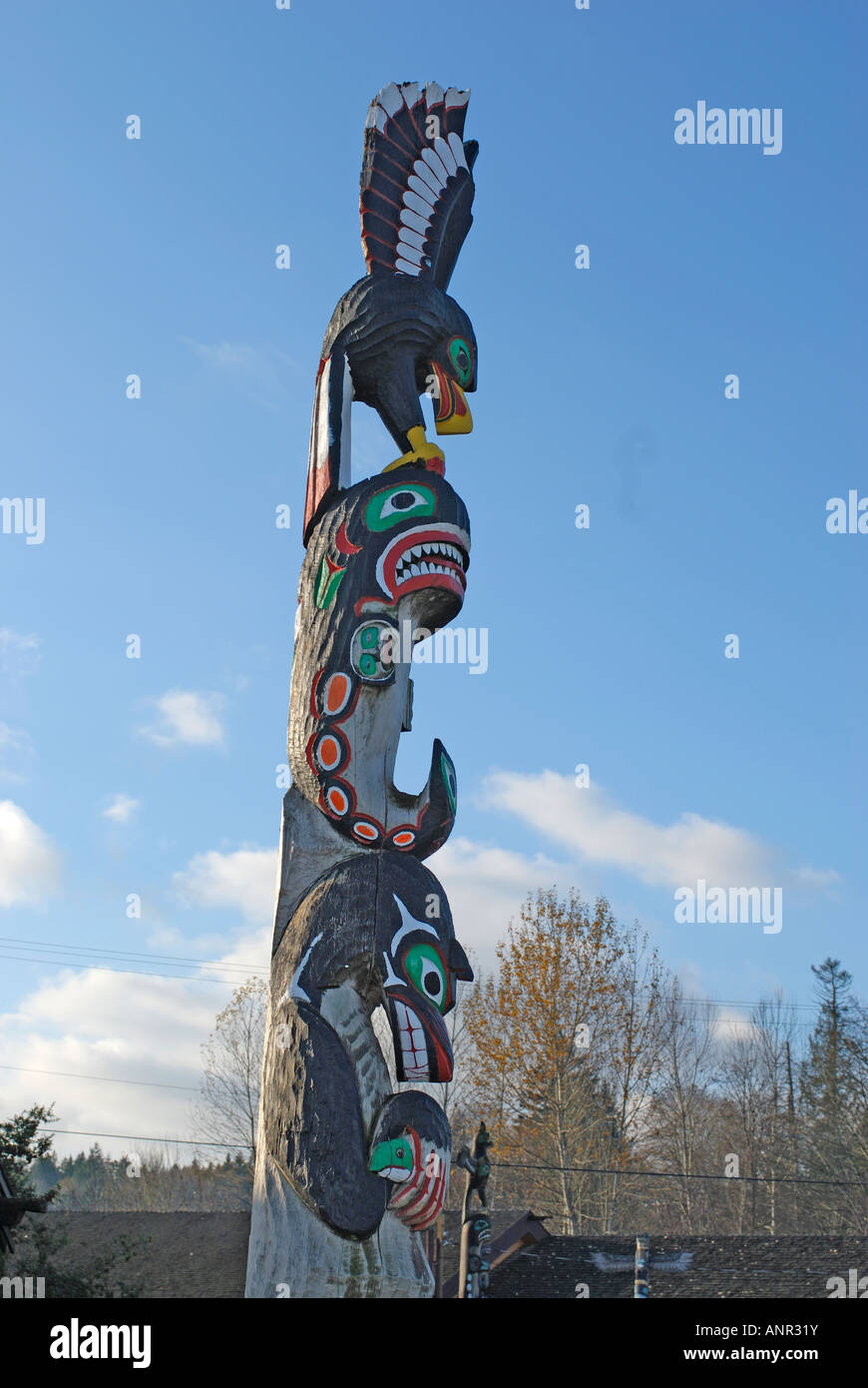 Duncan-Stadt der Totems Cowicham Tal erste Nationen traditionelle indische Kultur der Aborigines BCX 0783 Stockfoto