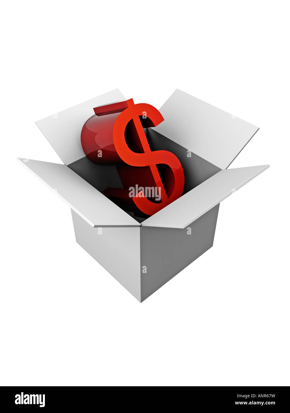 Offener Kasten-Dollar Währung grau Stockfoto