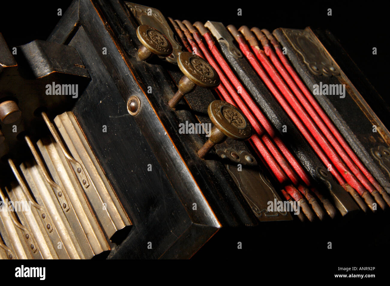 Ein "Tambourmajor" Antik 1870 Melodion, Nahaufnahme. Stockfoto