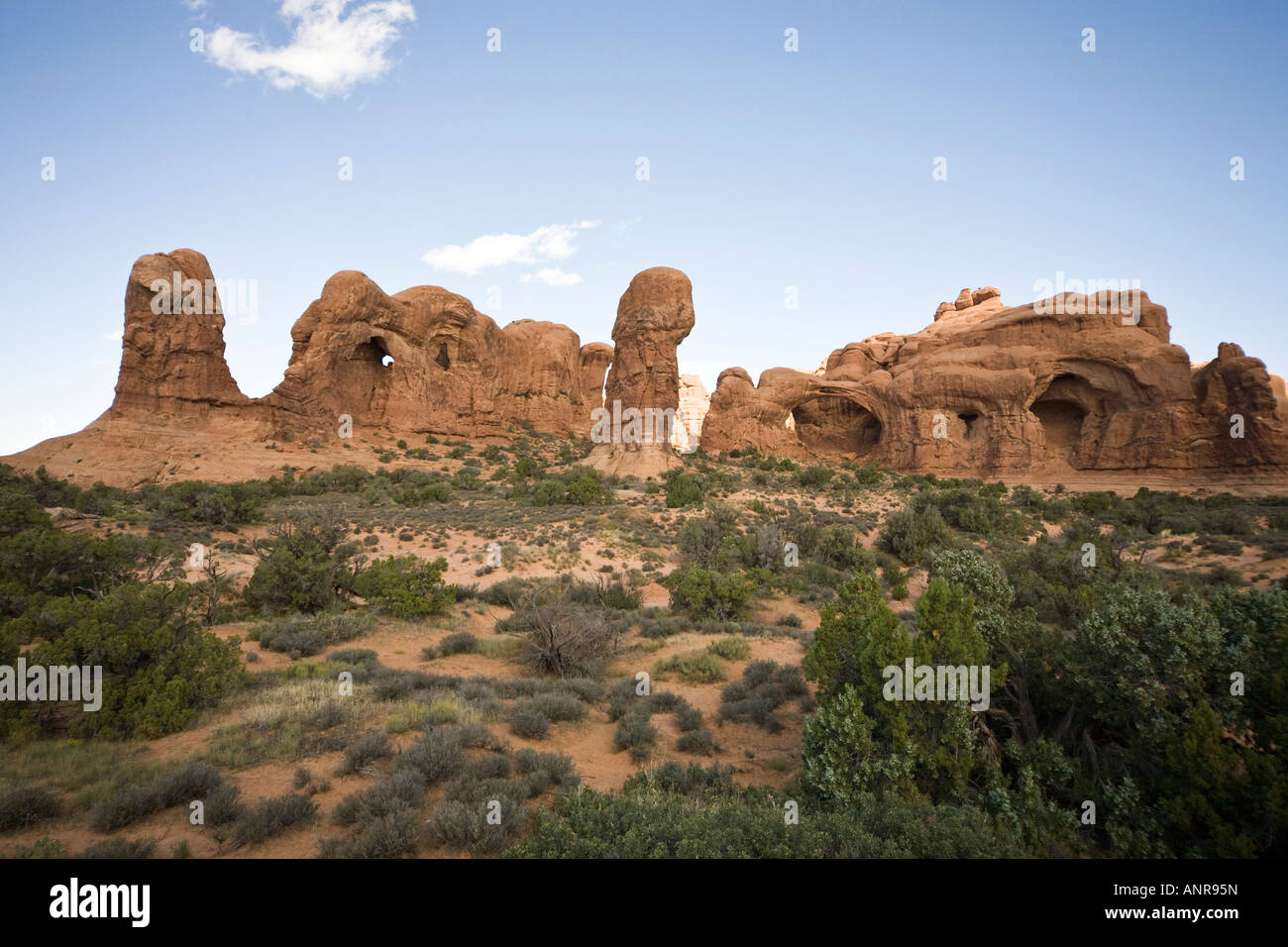 Doppelbogen - Felsformation im Arches National Park in Utah, USA Stockfoto