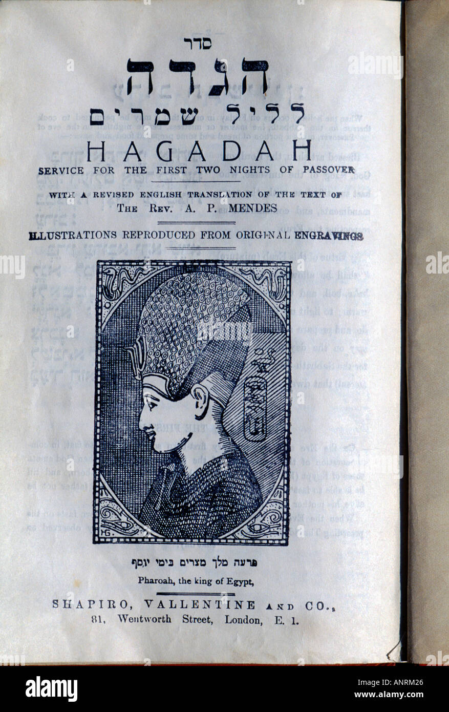 Haggada Service für Pessach Pharoah Abdeckung ca. 1920 Stockfoto
