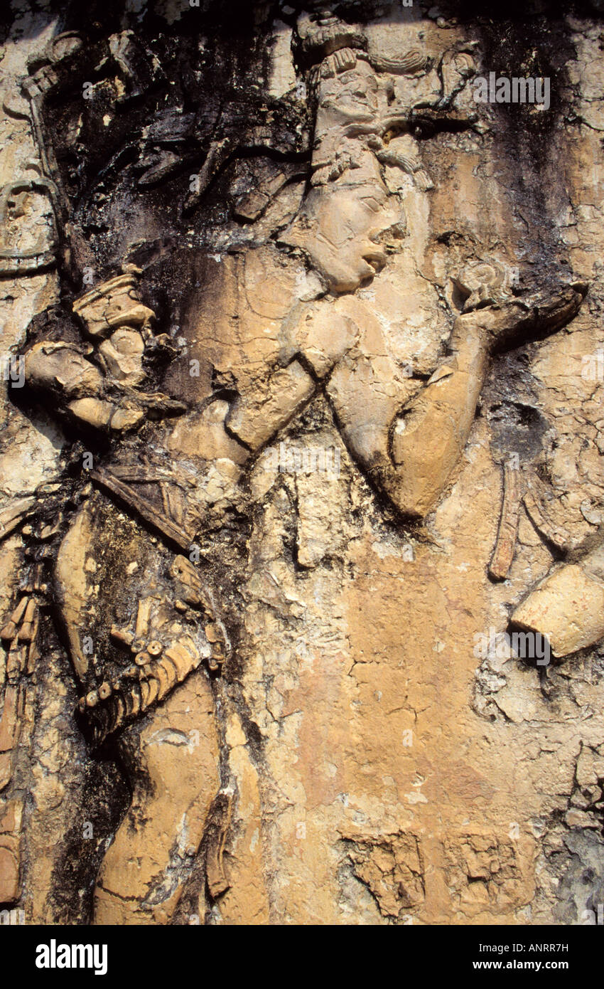 Relief im Grand Palace. Palenque Maya-Ruinen. Chiapas, Mexiko. Stockfoto