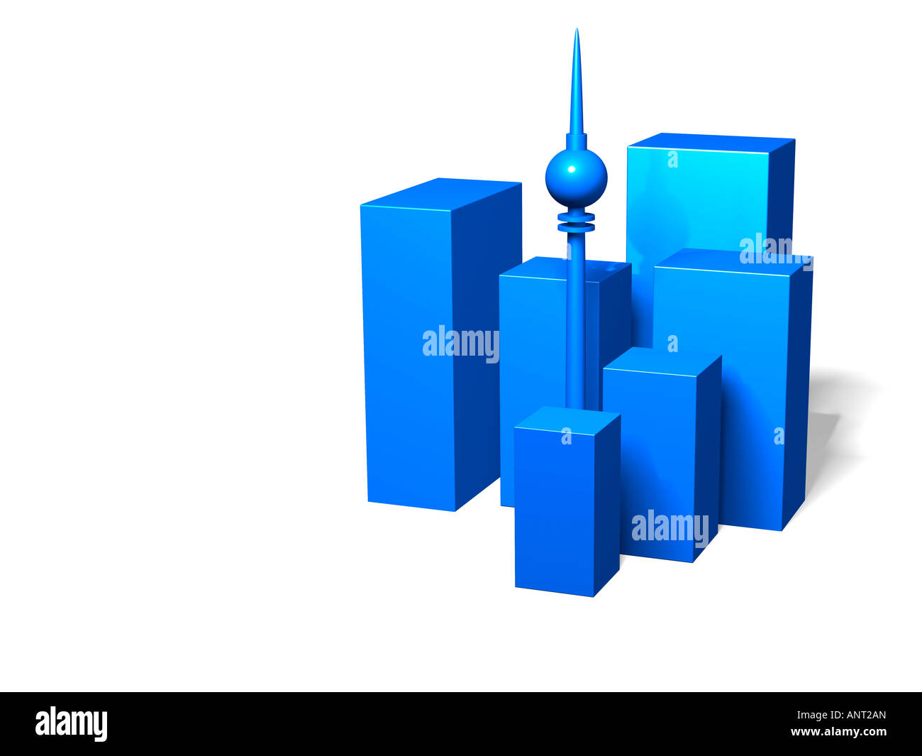 3D Abbildung einer Skyline. Stockfoto