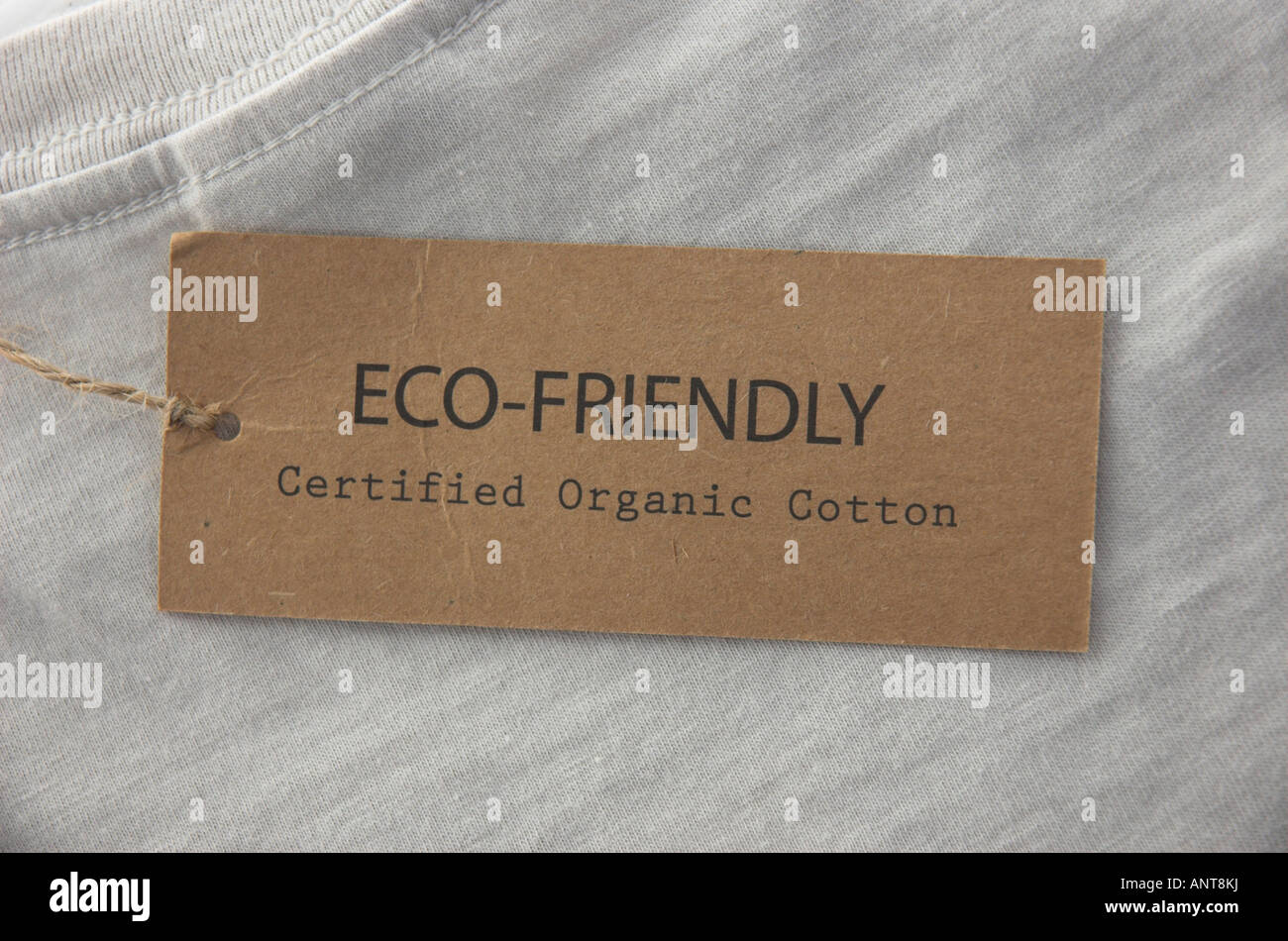 Lable auf T-shirt Angabe Produkt ist Öko-freundlich und aus Bio-Baumwolle Stockfoto