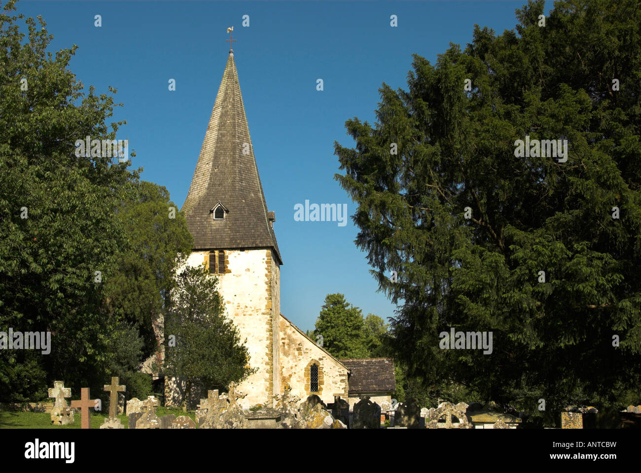 St. Johannes Evangelist-Kirche in West Sussex Dorf von Bury. Stockfoto