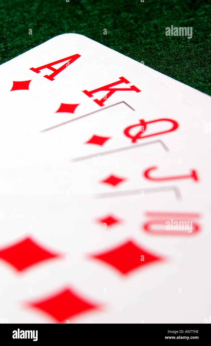 Straight Flush Pokerhand in Diamanten Stockfoto