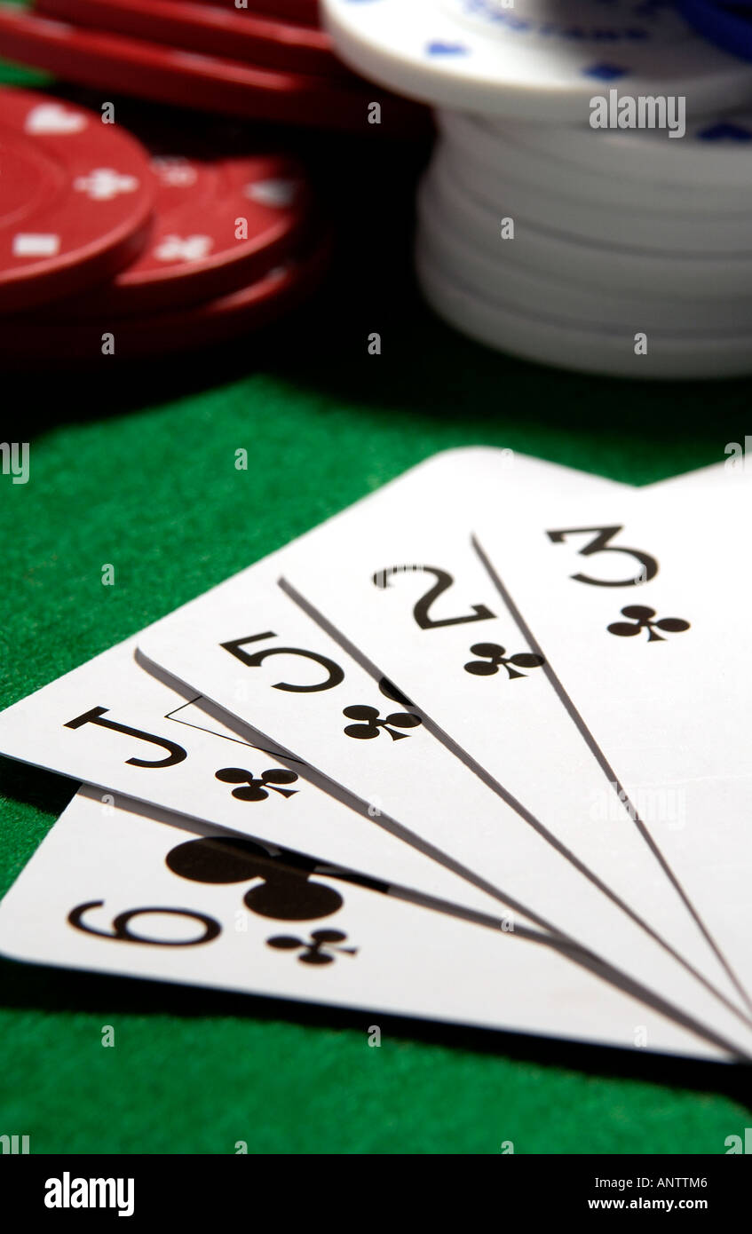 Jack flush Pokerhand in den clubs Stockfoto