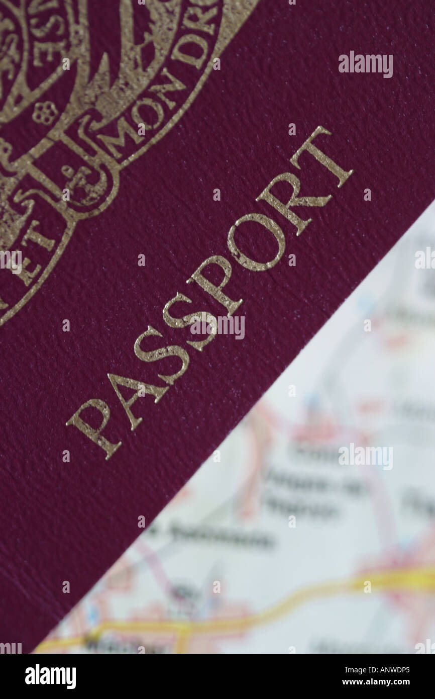 Pass reisen Dokument Details und Karte Stockfotografie Alamy