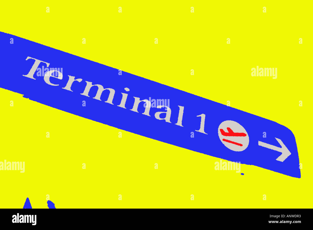 Terminal 1 Flughafen Hinweisschild mit erweiterten Farbe Stockfoto