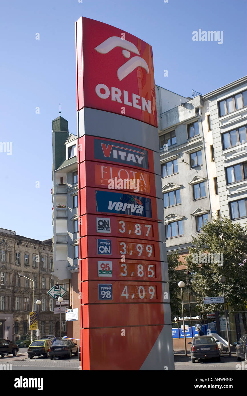 Preise für eine Tankstelle, Stettin, Stettin, West-Pommern, Polen Stockfoto