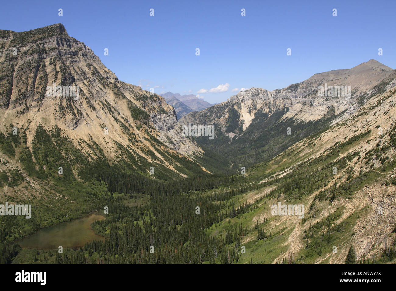 Aussichtspunkt am Cryp Lake Trail, Kanada, Alberta, Waterton Lakes Nationalpark Stockfoto