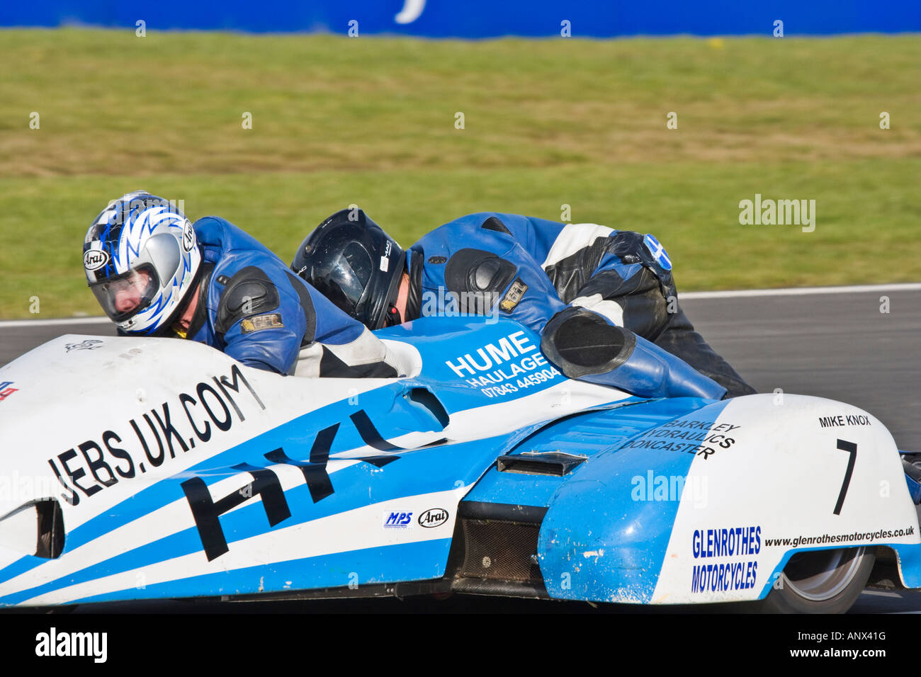 Motorrad und Seitenwagen Rennen in Knockhill circuit FIfe Schottland Stockfoto