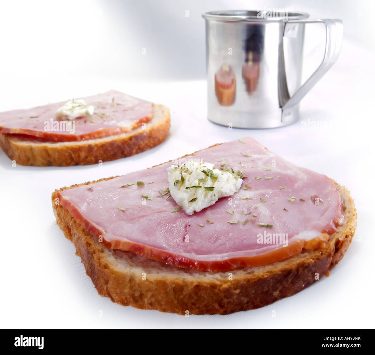 Schinken-Toast Stockfoto