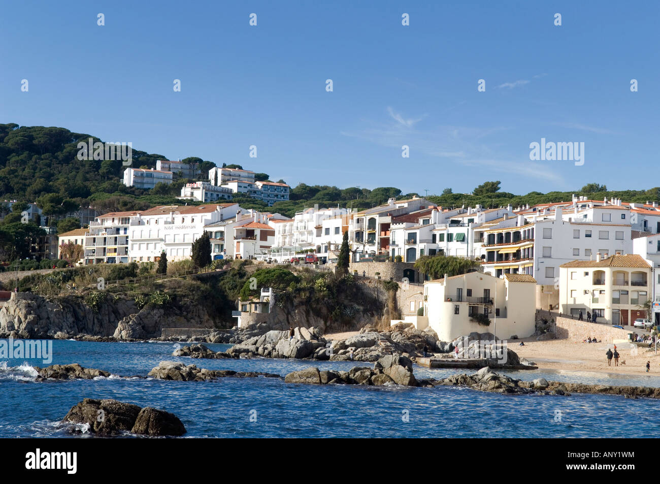 Villen und Wohnungen in Calella de Palafrugell, Katalonien, Spanien Stockfoto