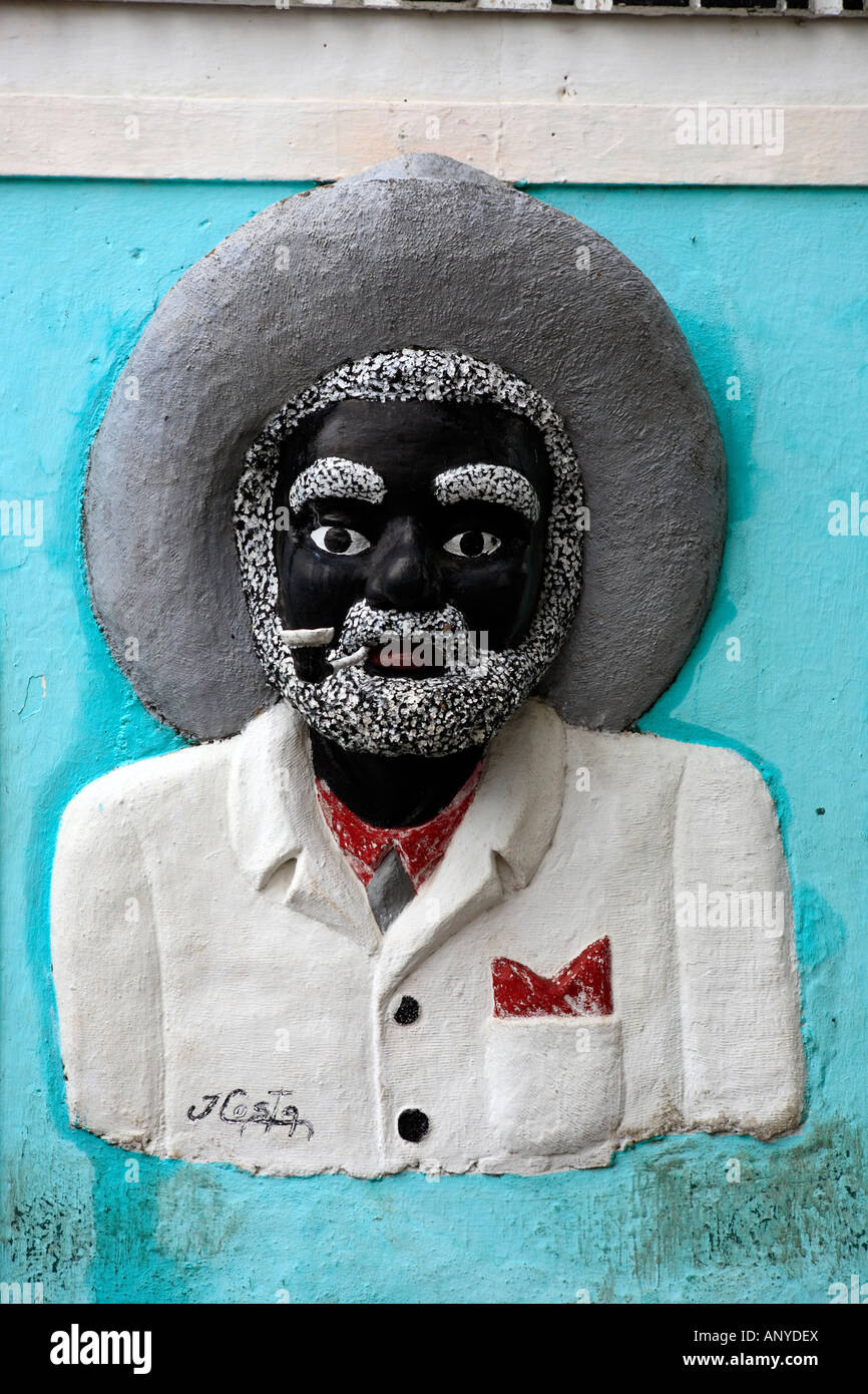 Maske an der Wand in der Nähe von Recife Brasilien Pernambuco olinda Stockfoto