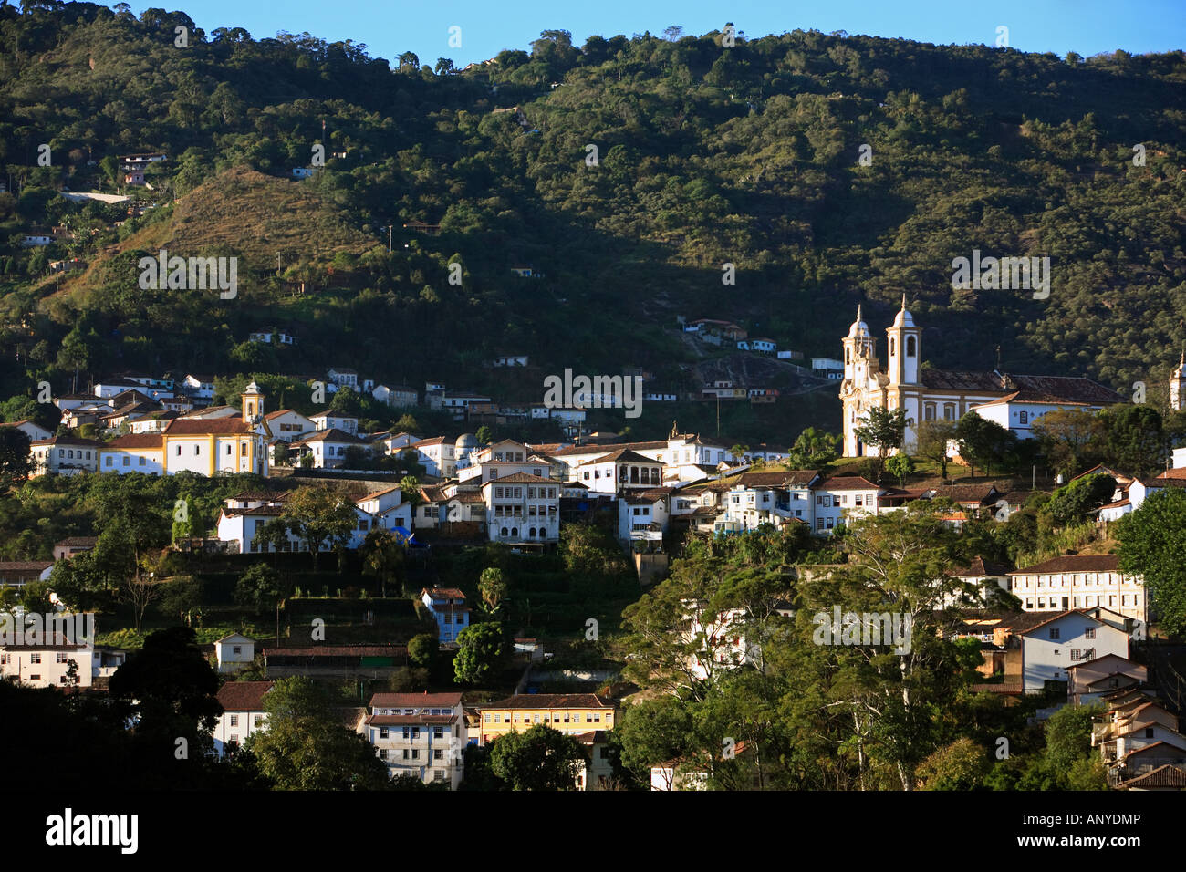 Luftbild von der Unesco Weltkulturerbe-Stadt Ouro Preto in Minas Gerais Brasilien Stockfoto
