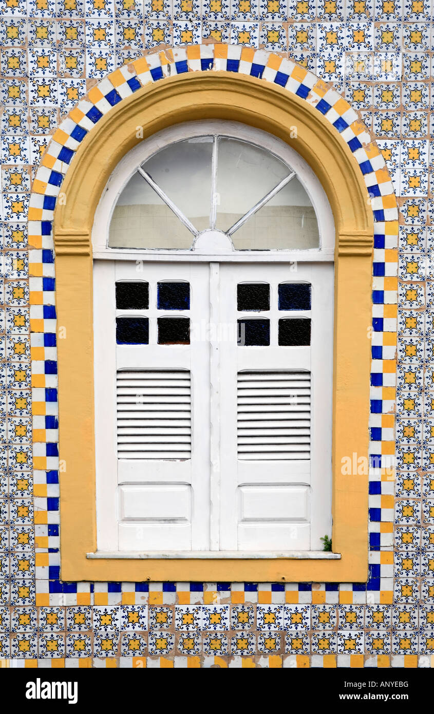Fenster-Haus des historischen Zentrums der Stadt Sao Luis Maranhao in Brasilien Stockfoto