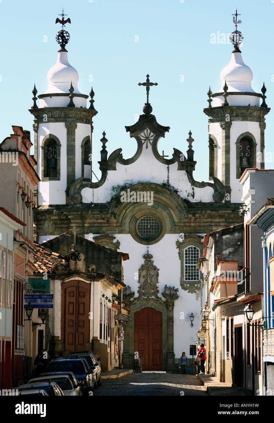 Blick auf eine Chuch die typischen Stadt Sao Joao del Rey in Minas Gerais Brasilien Stockfoto