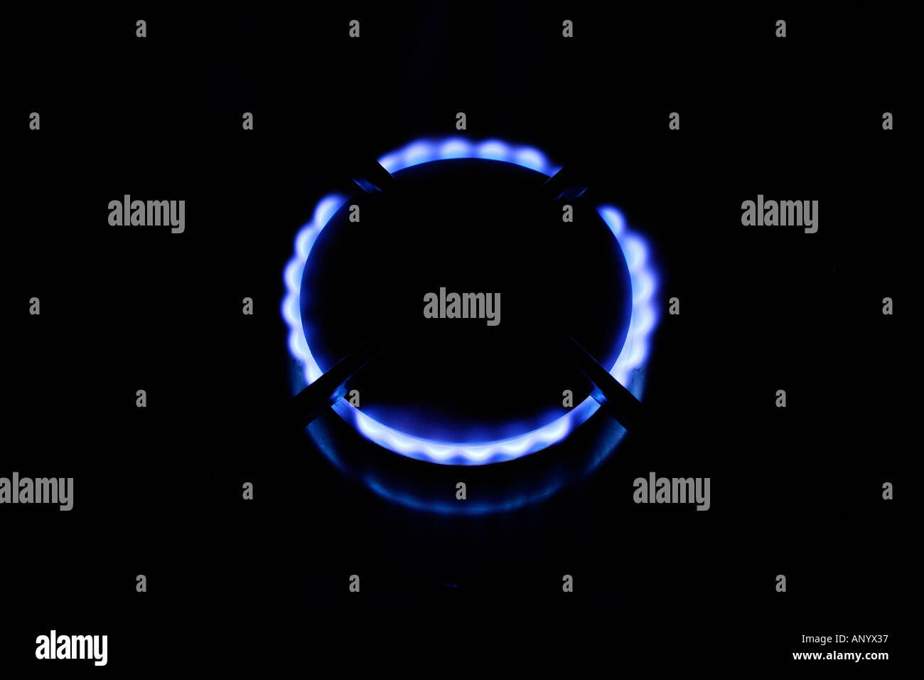Gasflamme am Herd Kochfeld England United Kingdom Stockfoto