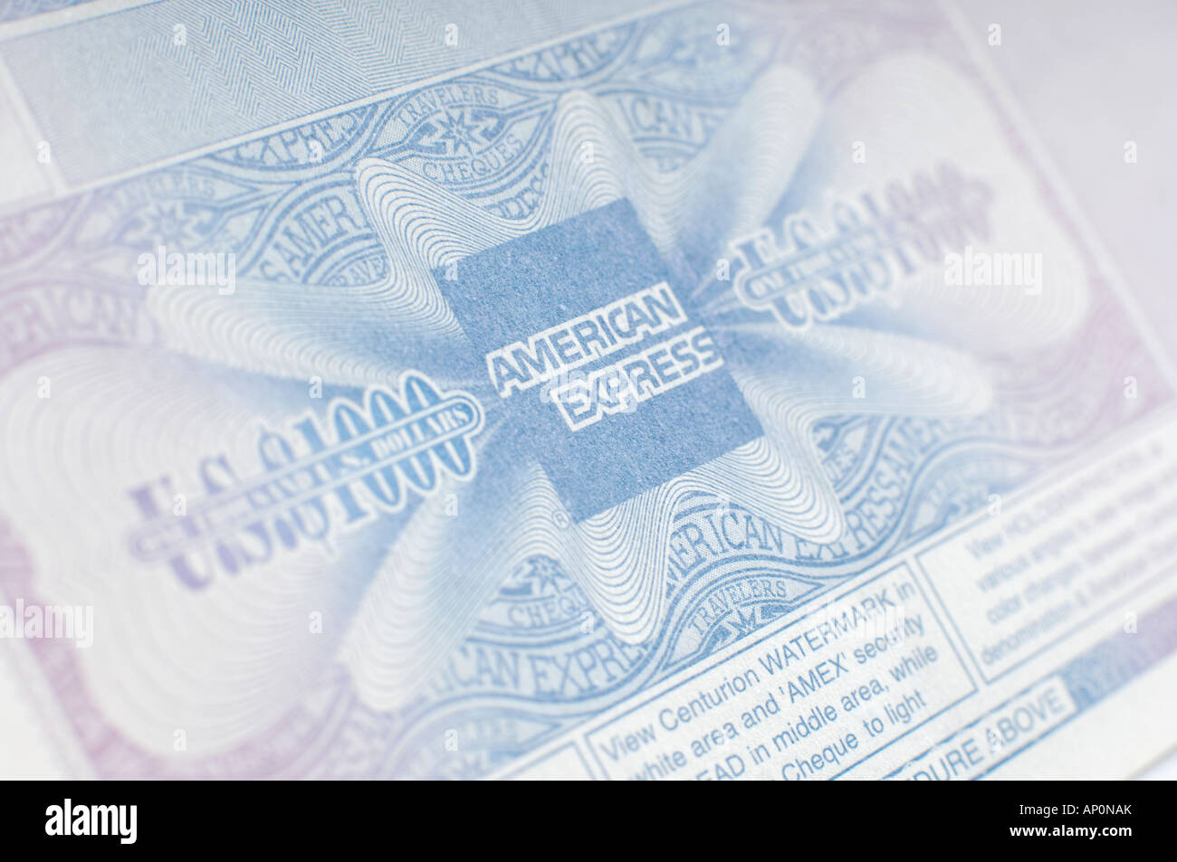 American Express 1000 Dollar Reisenden Scheck closeup Stockfoto