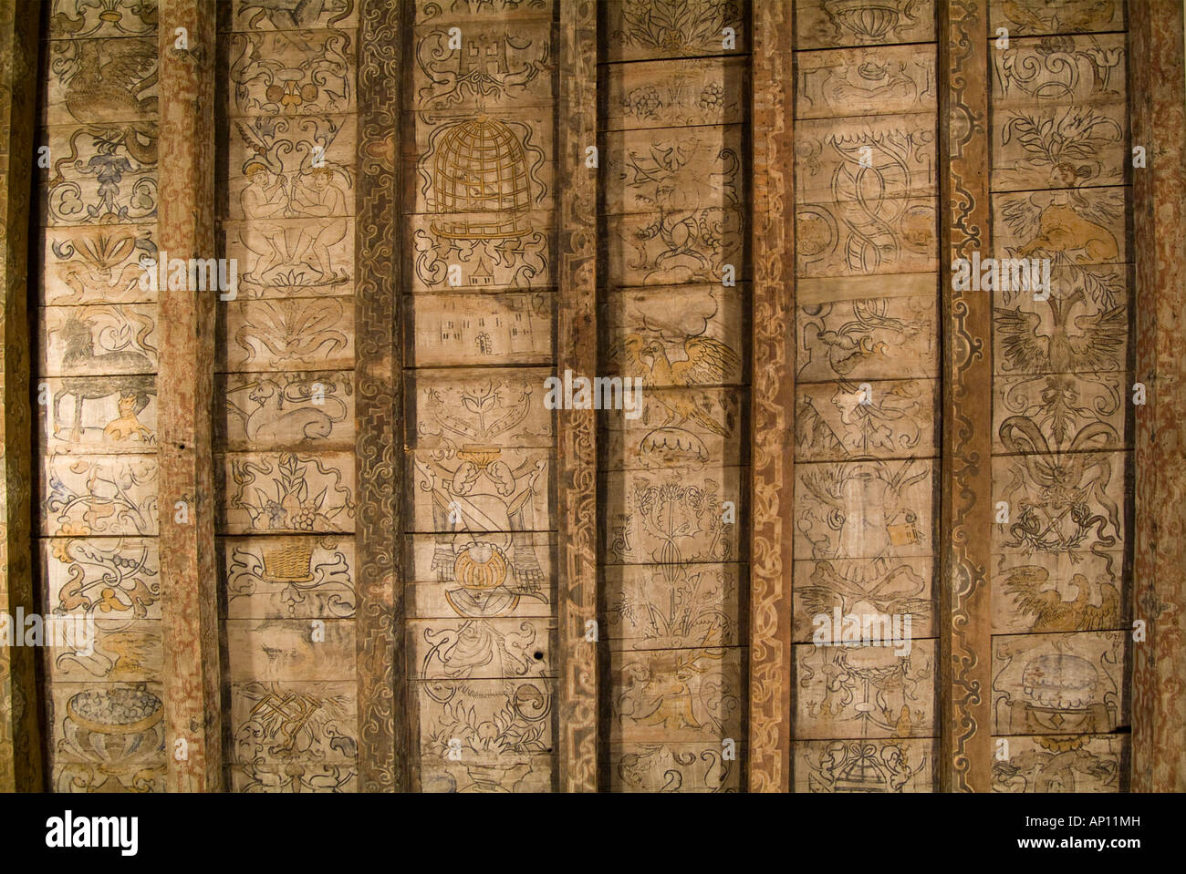 bemalte Decke mittelalterlichen Edinburgh inländische Gebäude Haus Design Ornament Geschichte Schottland UK GB EU Europa Europäische Union Stockfoto