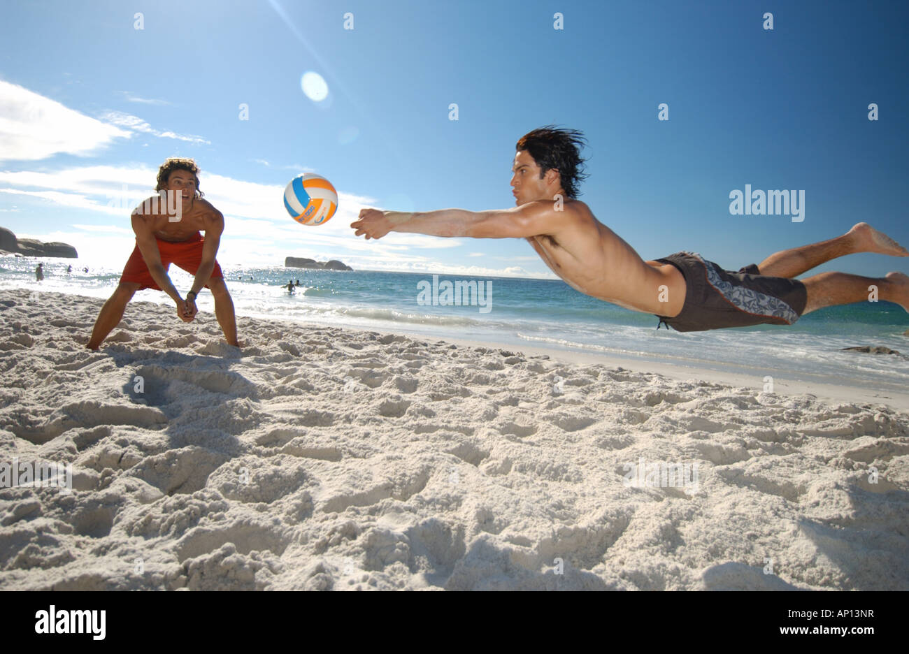 Beach-Volleyball, Clifton 4, Cape Town, Südafrika Stockfoto