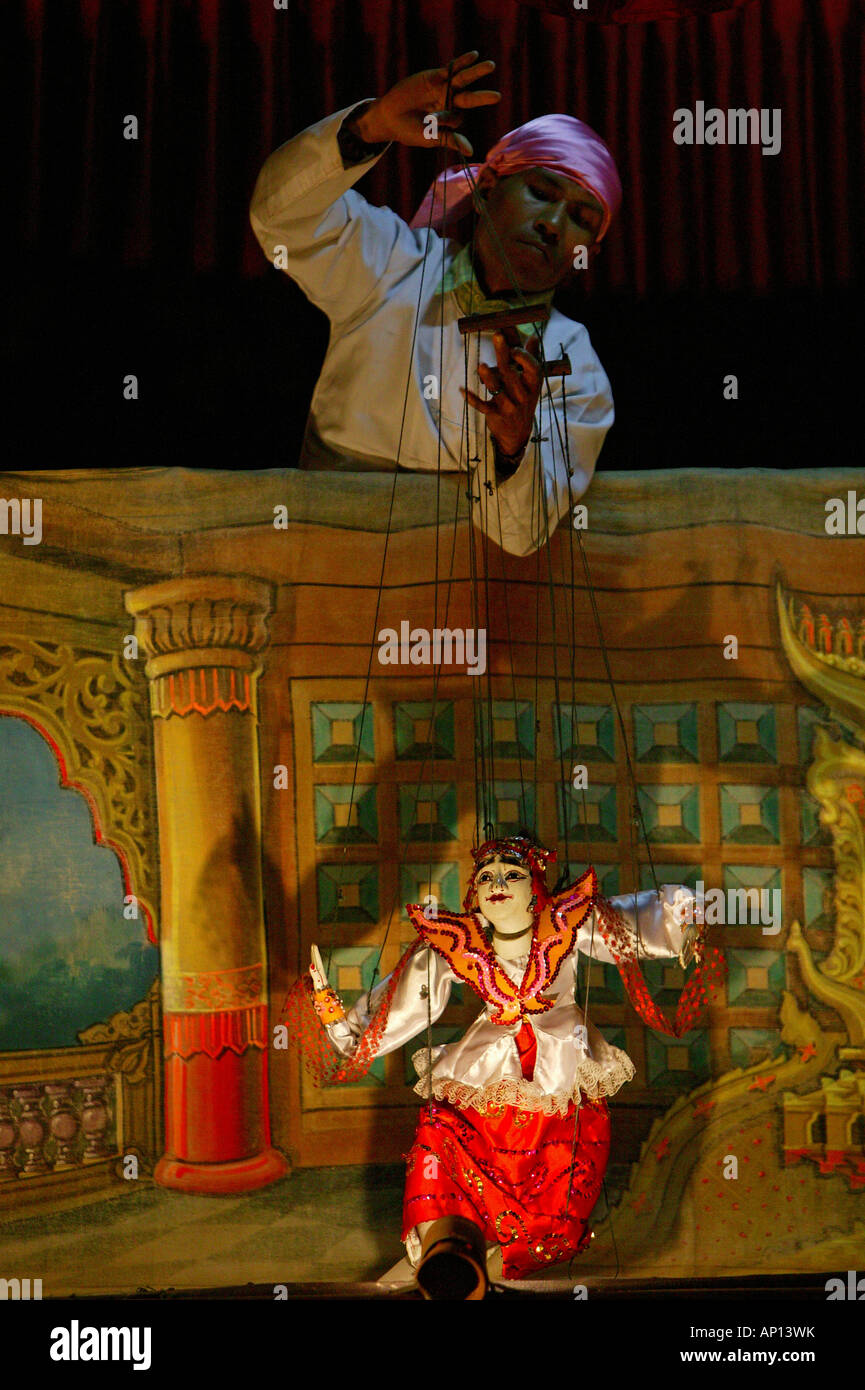 Burmesische Marionetten, Puppenspieler, Myanmar, Asien Stockfoto