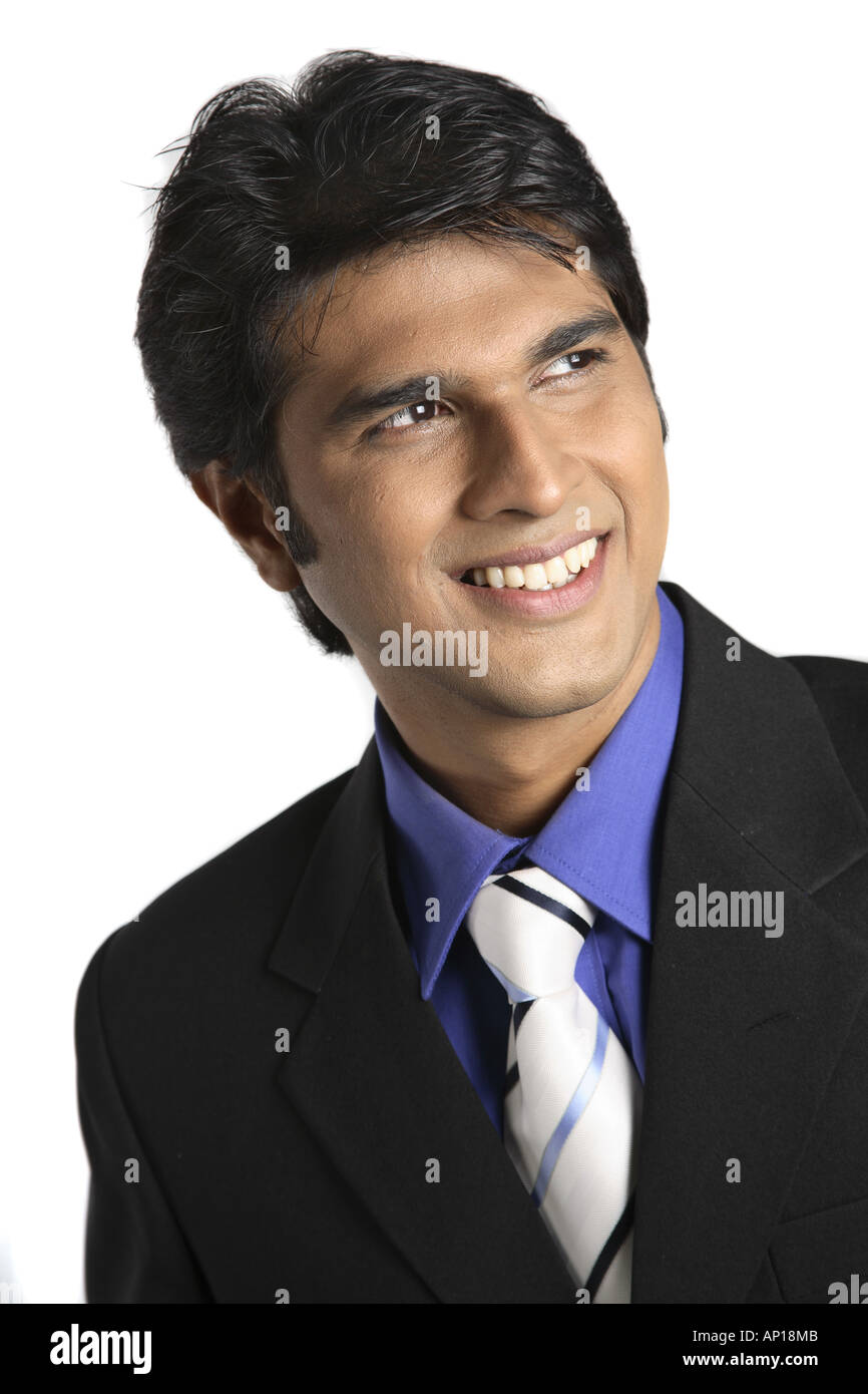 ANG200004 lächelnd und Blick auf die Seite Stockfoto