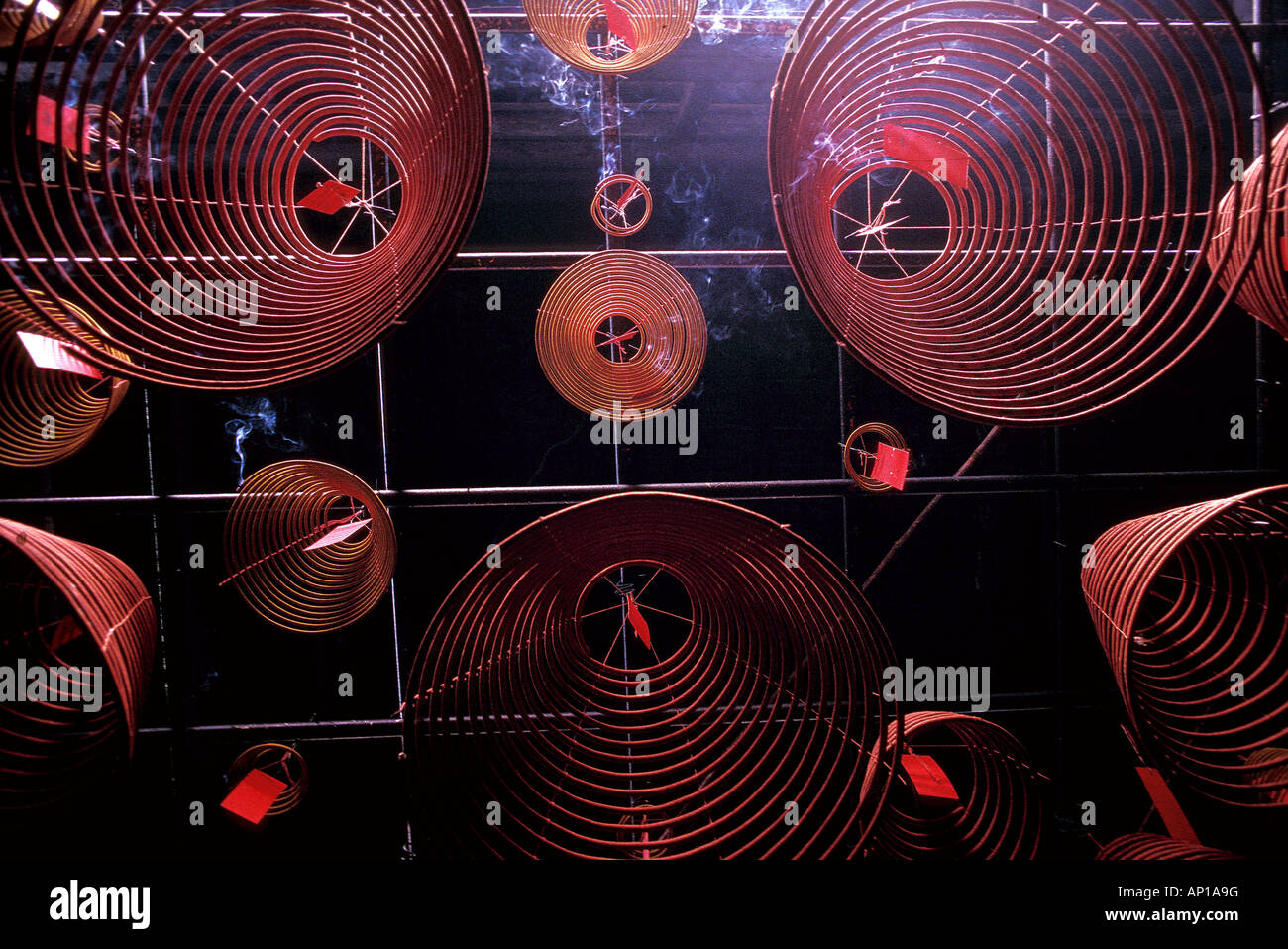 Spirale Weihrauch Spulen, Man Mo Tempel, Hong Kong, China Stockfoto