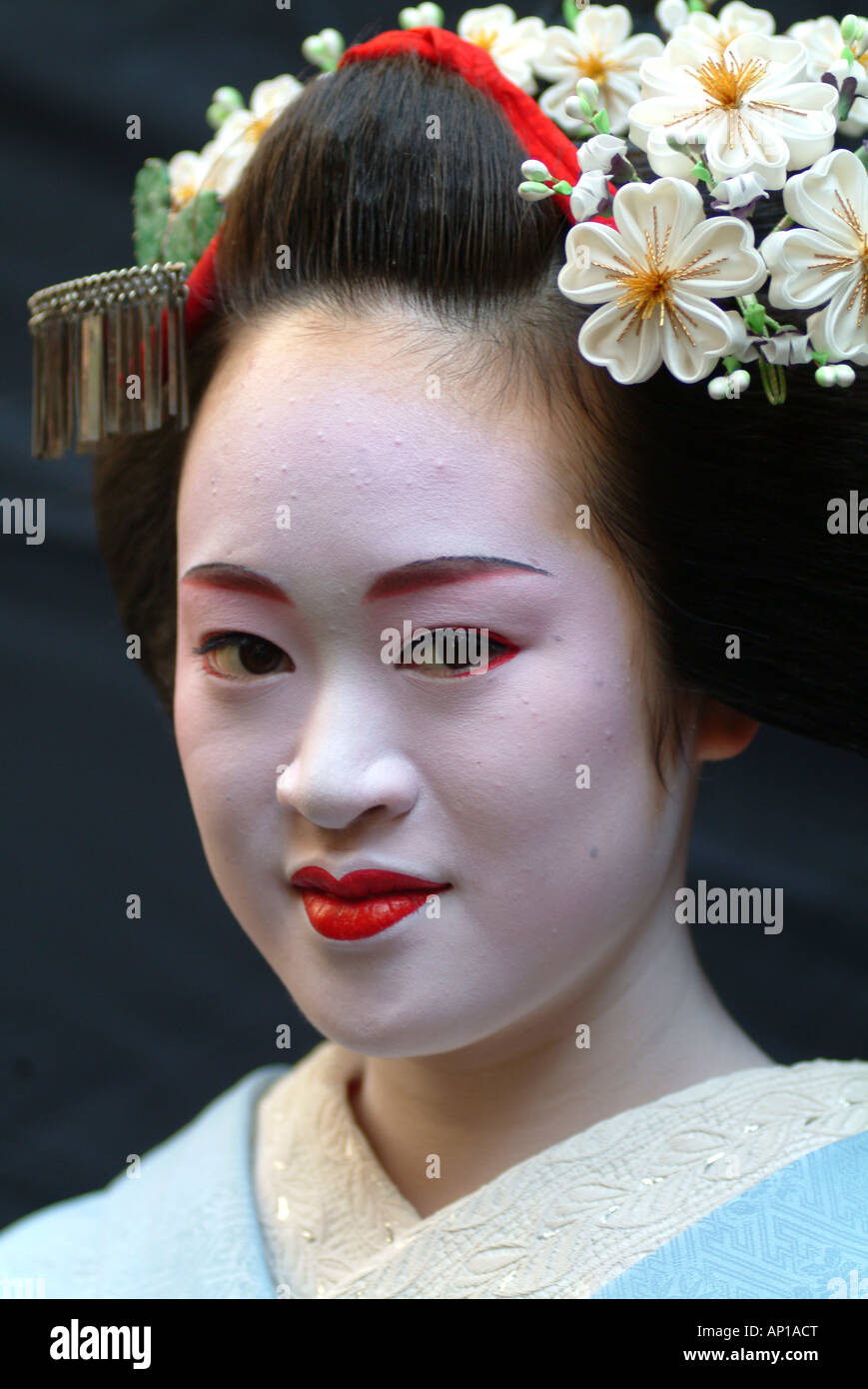 Portrait of a Geisha in Ausbildung, Maiko Masayo, Kyoto, Japan Stockfoto