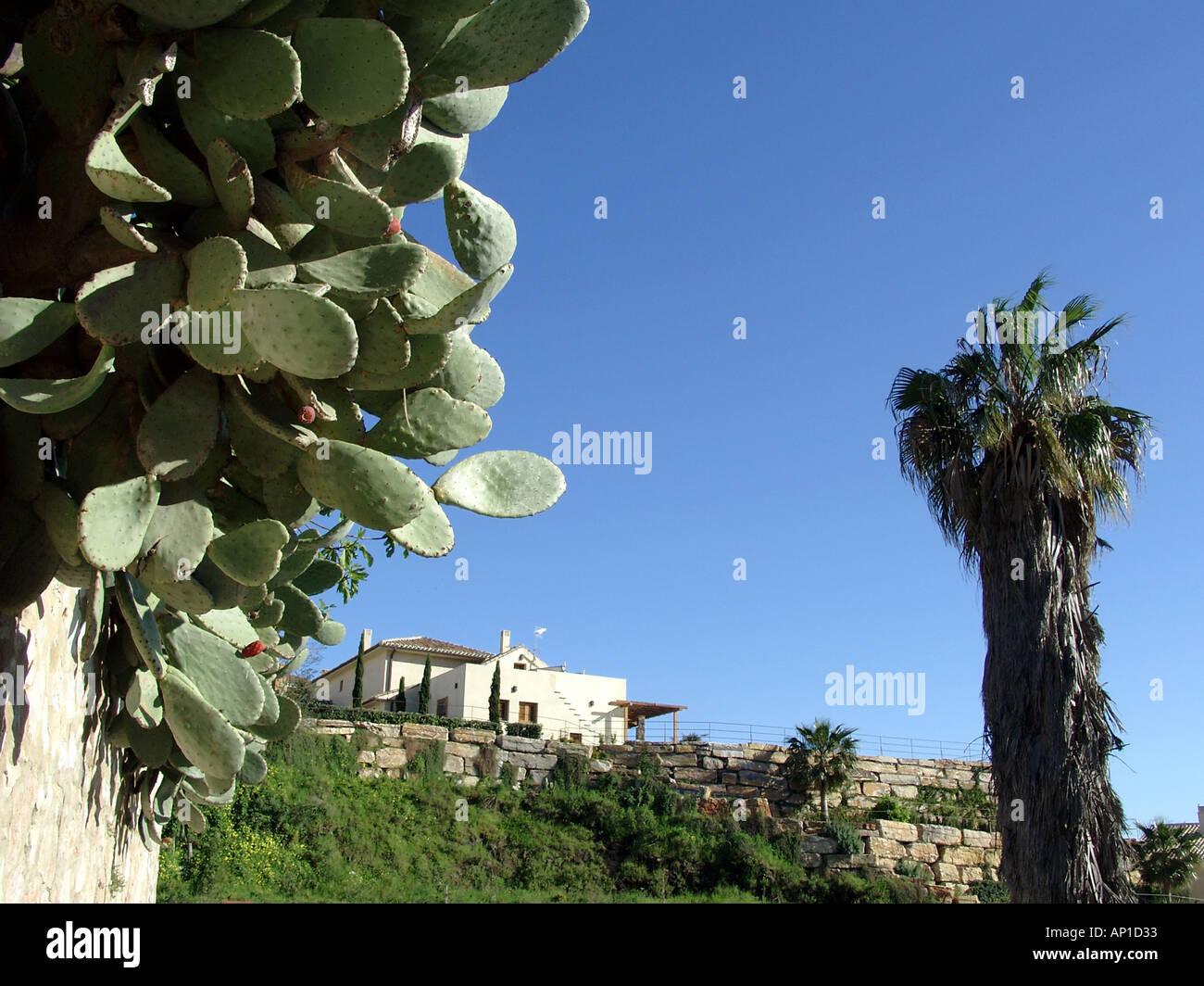 Typische moderne Wohnsiedlung am Rande der offenen Landschaft Torrequebrada Benalmádena Costa del Sol Spain Stockfoto