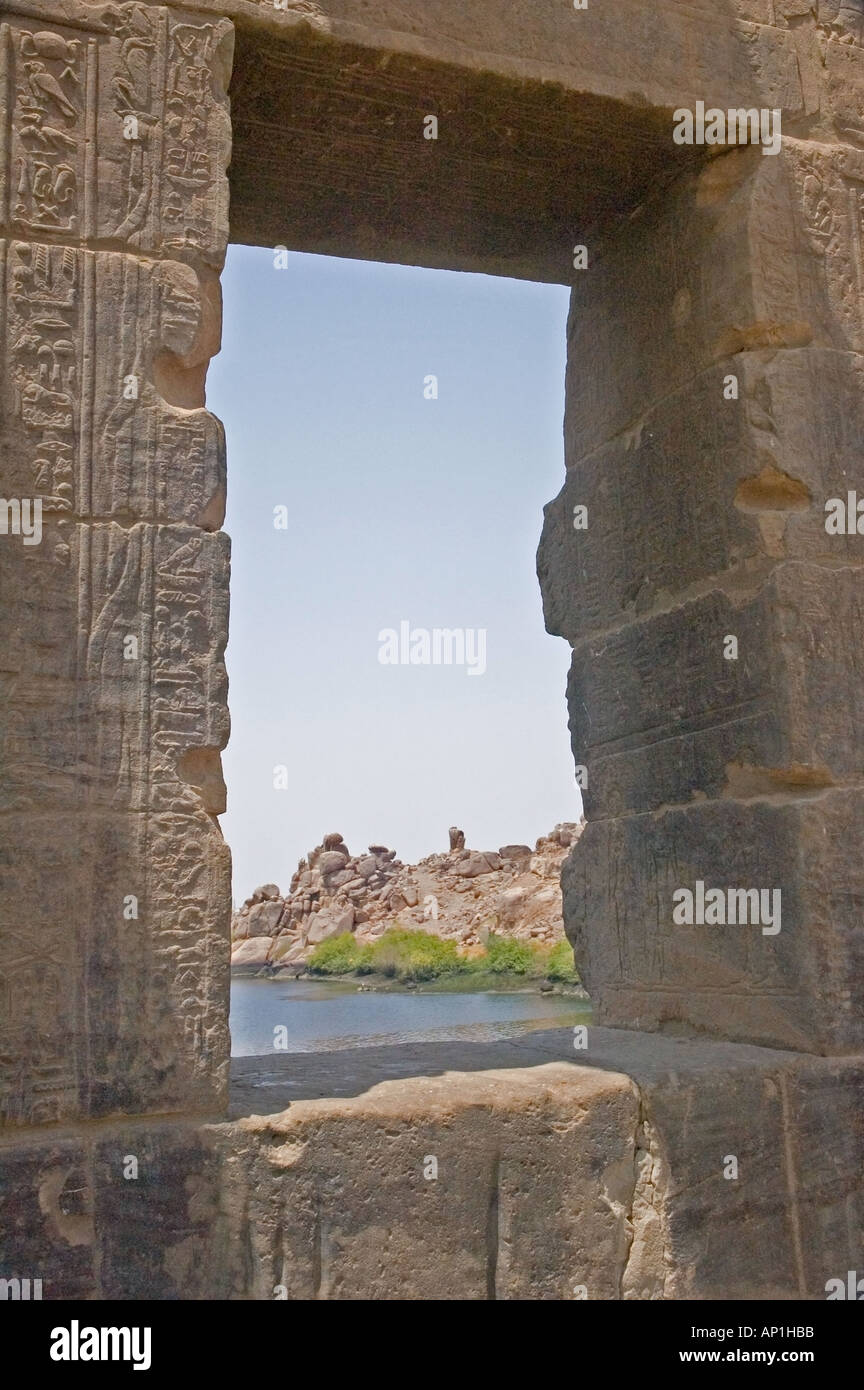 Tempel der Isis Philae Aglika Insel Fluss Nil Oberägypten Nahost DSC 4169 Stockfoto