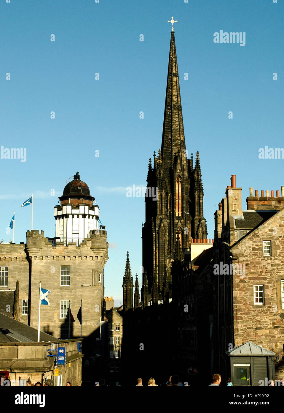 Tolbooth St. Johannes Kirche, der Hub, Camera Obscura, Royal Mile Edinburgh Stockfoto