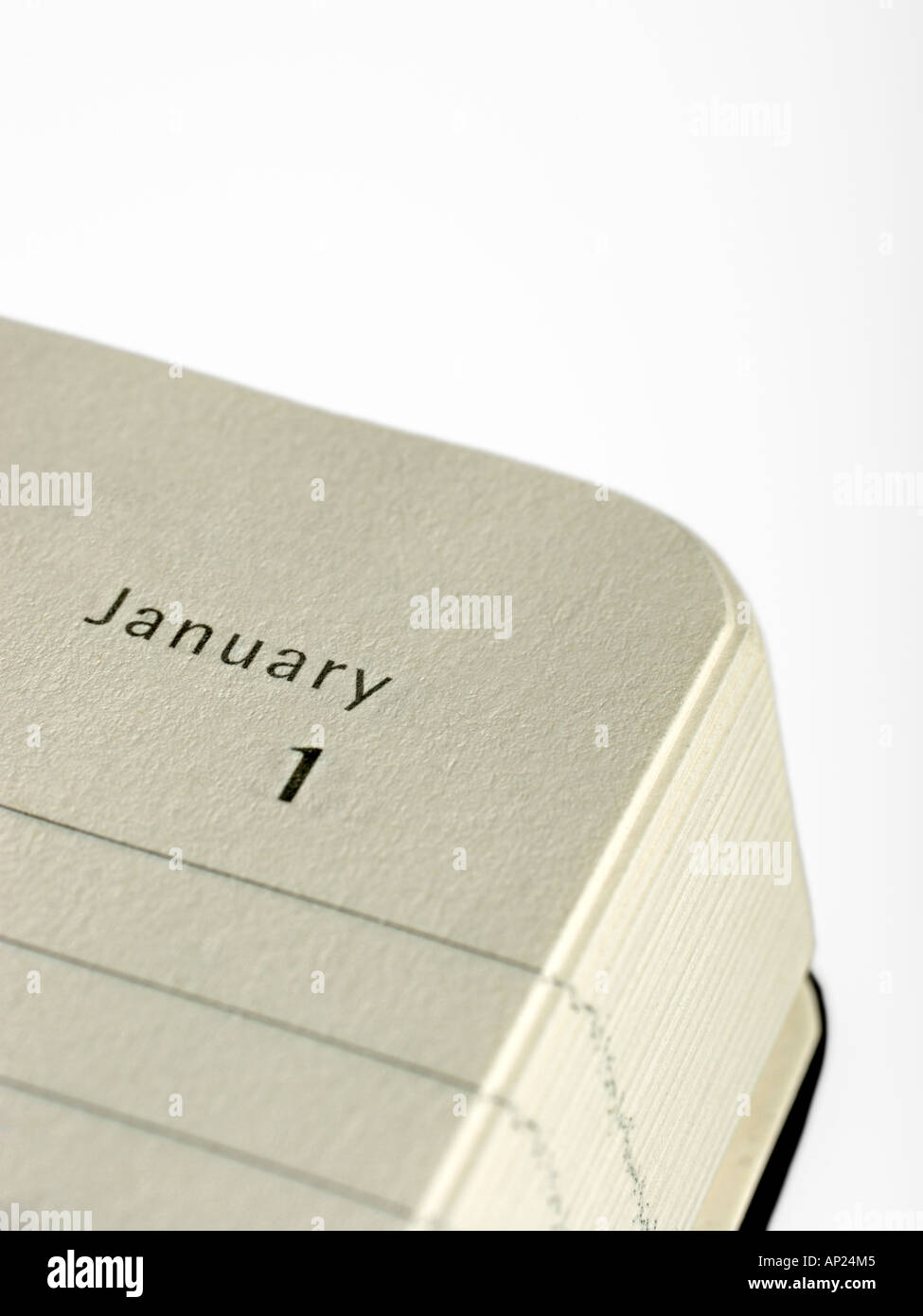 Detail der Kalenderseite für Neujahr 1. Januar Stockfoto