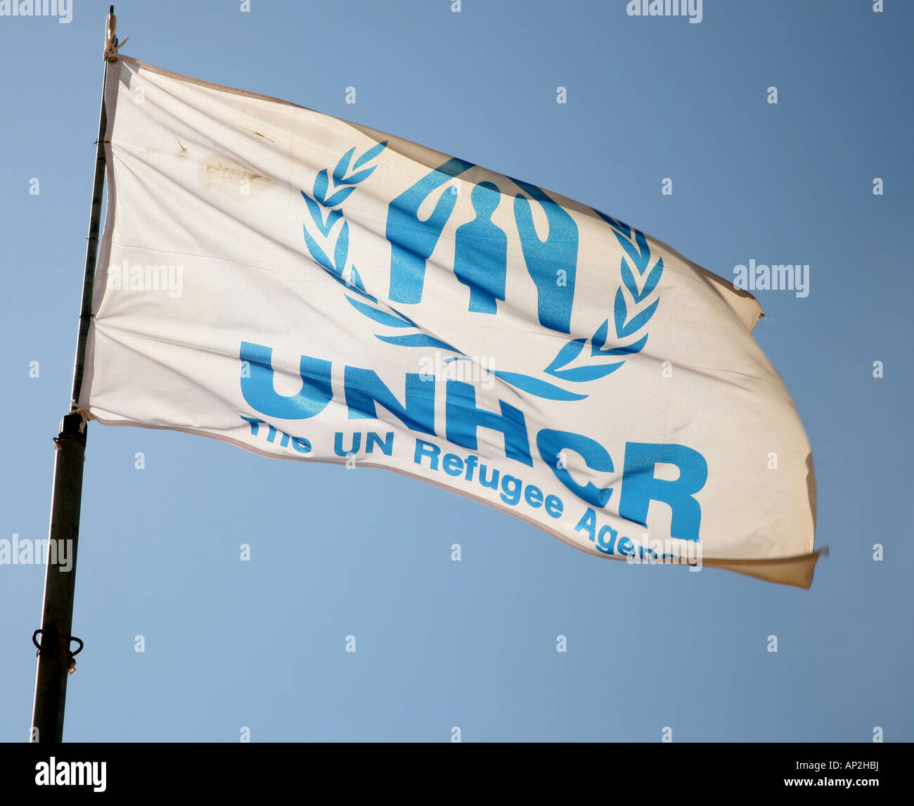 Flagge des UNHCR Stockfoto